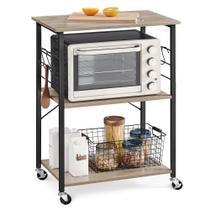 Prateleira de cozinha VASAGLE Serving Cart com 3 prateleiras cinza/preta