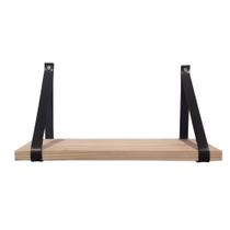 Prateleira de Madeira Maciça Pinus 60x15cm com alça preta para organização de ambientes sala cozinha banheiro quarto