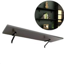 Prateleira de Madeira MDP Preta 90x20cm Suporte Visível Livro moveis casa Parede