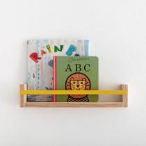 Prateleira de Madeira Montessori Infantil Mine para Livros - Amarela - 50x5cm