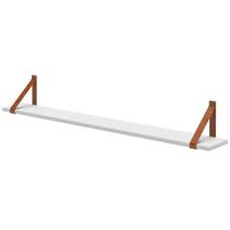 Prateleira de Mdf Linha Evolutiva 90 cm Branco Fosco Com Couro - Quater