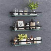 Prateleira de parede de banheiro VOLPONE 40kg Load 3 Tier Glass Black
