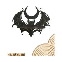Prateleira De Parede De Madeira Gótica Preta Com Morcego E Lua, Suporte Para Cristais, Decoração De Prateleira De Parede De Madeira Gótica Preta Com Morcego E Lua, Suporte Para Cristais, Decoração De