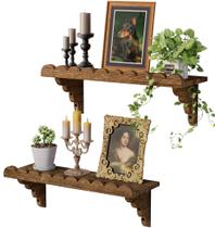 Prateleira de Parede de Madeira QsQueen 43 cm Estilo Rústico Flutuante