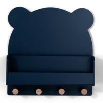 Prateleira de Parede Delta Children Brannan Bear com 4 Ganchos Azul Marinho