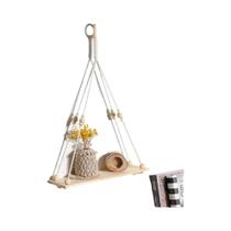 Prateleira De Parede Em Macramê Com Franjas, Decoração Em Madeira, Armazenamento Trançado Para Casa,