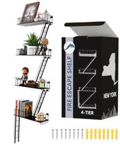Prateleira de parede Fire Escape VERSÁTIL KAS 4-Tier Metal Black Prateleira de parede Fire Escape VERSÁTIL KAS 4-Tier Metal Black