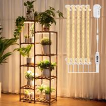 Prateleira de plantas com suporte de madeira Grow Light Dreyoo de 8 camadas para interior