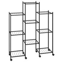 Prateleira de plantas de canto VidaXL Black Iron com rodas de 40,7 cm de altura
