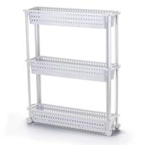 Prateleira de Plástico com Roda 3 Divisórias 66x53cm - Arthi Prateleira de Plástico com Roda 3 Divisórias 66x53cm - Arthi