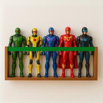 Prateleira de Quarto de Menino Infantil para Bonecos Super Heróis Marvel Nicho Organizador Colorido Decorativo MDF 55cm