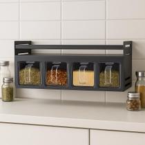 Prateleira de Temperos Inox para Parede 36 cm Organizador de Cozinha Rack Multiuso