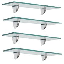 Prateleira de vidro 50x10 Bico Tucano Kit com 4 unidades