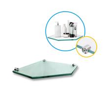 Prateleira De Vidro Chanfrada 20x20cm 8mm Com Fenda Cromada