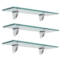 Prateleira de vidro decorativa 50x20 Bico Tucano Ki com 3 unidades