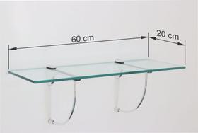 Prateleira de Vidro Incolor Grande 60x20 Suporte Cromado