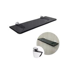 Prateleira De Vidro Para Banheiro 60x25cm Fumê com Suporte