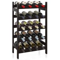 Prateleira de vinhos SMIBUY Bamboo 20 garrafas independente preta Prateleira de vinhos SMIBUY Bamboo 20 garrafas independente preta