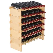 Prateleira de vinhos VEVOR modular empilhável de 6 camadas e 48 garrafas de madeira de bambu