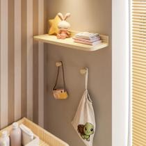 Prateleira Decorativa 60cm com 2 Cabideiros Ponto Wave Casatema Natural Prateleira Decorativa 60cm com 2 Cabideiros Ponto Wave Casatema Natural