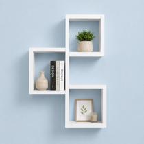 Prateleira decorativa cubo triplo mdf 90x50x15cm nicho suspenso multiuso elegante Prateleira decorativa cubo triplo mdf 90x50x15cm nicho suspenso multiuso elegante
