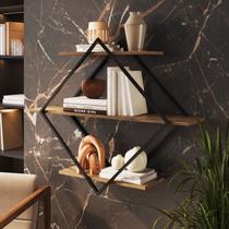 Prateleira Decorativa Diamante Grande P1020 Marrom Preto/Mel