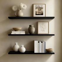 Prateleira Decorativa em MDF Preto 60x20 Flutuante