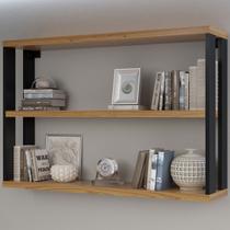 Prateleira Decorativa Industrial 1 Prateleira 100% Mdf Freijó/Preto Fosco F26 - Pradel