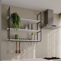 Prateleira Decorativa Londres 120 Cm Preto e Branco Prateleira Decorativa Londres 120 Cm Preto e Branco