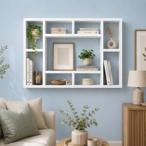 Prateleira Decorativa MDF Branco 80X90X18cm de Parede Organizador Livros Quarto Sala Cozinha Escritorio Prateleira Decorativa MDF Branco 80X90X18cm de Parede Organizador Livros Quarto Sala Cozinha Escritorio