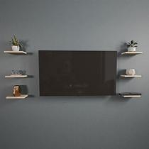 Prateleira Decorativa Para Rack Com 6 Peças - Madeira Maciça