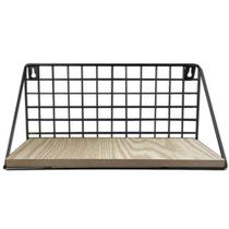 Prateleira Decorativa Retangular Aramado/Madeira Black 30X14X11Cm Im51053 - Imporiente