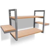 Prateleira Dupla Cali Nicho De Parede Design Industrial Prata/Jade Prateleira Dupla Cali Nicho De Parede Design Industrial Prata/Jade