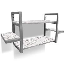 Prateleira Dupla Cali Nicho De Parede Design Industrial Prata/Vulcano