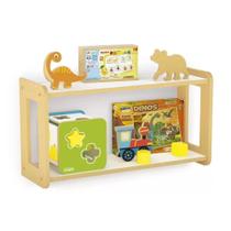Prateleira dupla montessori para quarto infantil madeira Prateleira dupla montessori para quarto infantil madeira