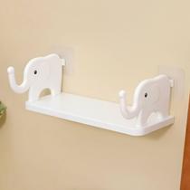 Prateleira Elefante Adesiva de Parede Sem Furos Organizador Multiuso Para Banheiro e Cozinha, Suporte Decorativo Branco Flutuante