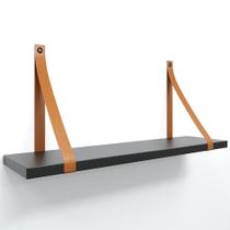 Prateleira em MDF Preto 50x15cm com Alça