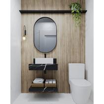 Prateleira em Porcelanato para Banheiro 60cm PRETO