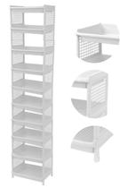 Prateleira Estante De Plástico 10 Andares Multiuso Desmontável 40x28x190cm Elloplas - Branco