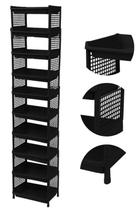 Prateleira Estante De Plástico 10 Andares Multiuso Desmontável 40x28x190cm Elloplas - Preto