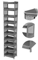 Prateleira Estante De Plástico 10 Andares Multiuso Desmontável 40x28x190cm Elloplas