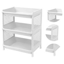 Prateleira Estante De Plástico 3 Andares Multiuso Desmontável 40x28x50cm Branco Elloplas