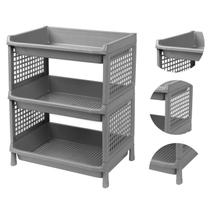 Prateleira Estante De Plástico 3 Andares Multiuso Desmontável 40x28x50cm Cinza Elloplas