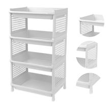 Prateleira Estante De Plástico 4 Andares Multiuso Desmontável 40x28x70cm Elloplas - Branco