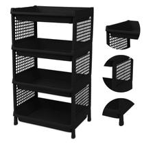 Prateleira Estante De Plástico 4 Andares Multiuso Desmontável 40x28x70cm Elloplas - Preto