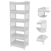 Prateleira Estante De Plástico 6 Andares Multiuso Desmontável 40x28x90cm Elloplas - Branco