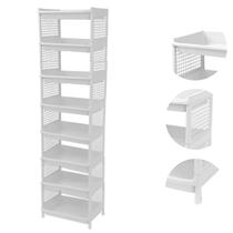 Prateleira Estante De Plástico 8 Andares Multiuso Desmontável 40x28x150cm Elloplas - Branco