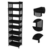 Prateleira Estante De Plástico 8 Andares Multiuso Desmontável 40x28x150cm Elloplas - Preto