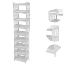 Prateleira Estante De Plástico 9 Andares Multiuso Desmontável 40x28x170cm Elloplas - Branco