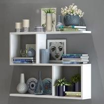 Prateleira Estante decorativa 80x70x15cm Porta Livro nicho de sala quarto escritorio em mdf sixteen